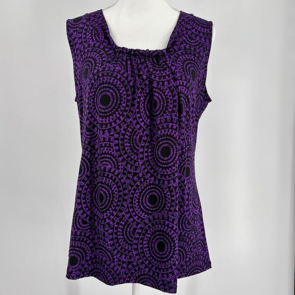Fashion Bug Purple & Black Sleeveless Geometric Pattern Top Womens Size XL - Picture 1 of 7